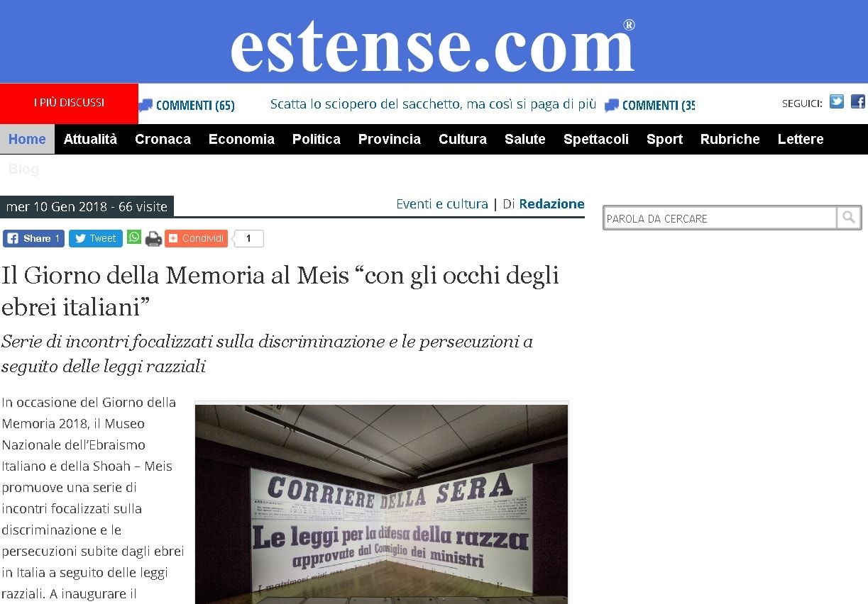 Il Giorno della Memoria al Meis “con gli occhi degli ebrei italiani”