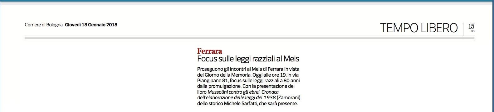 Ferrara – Focus sulle leggi razziali al Meis