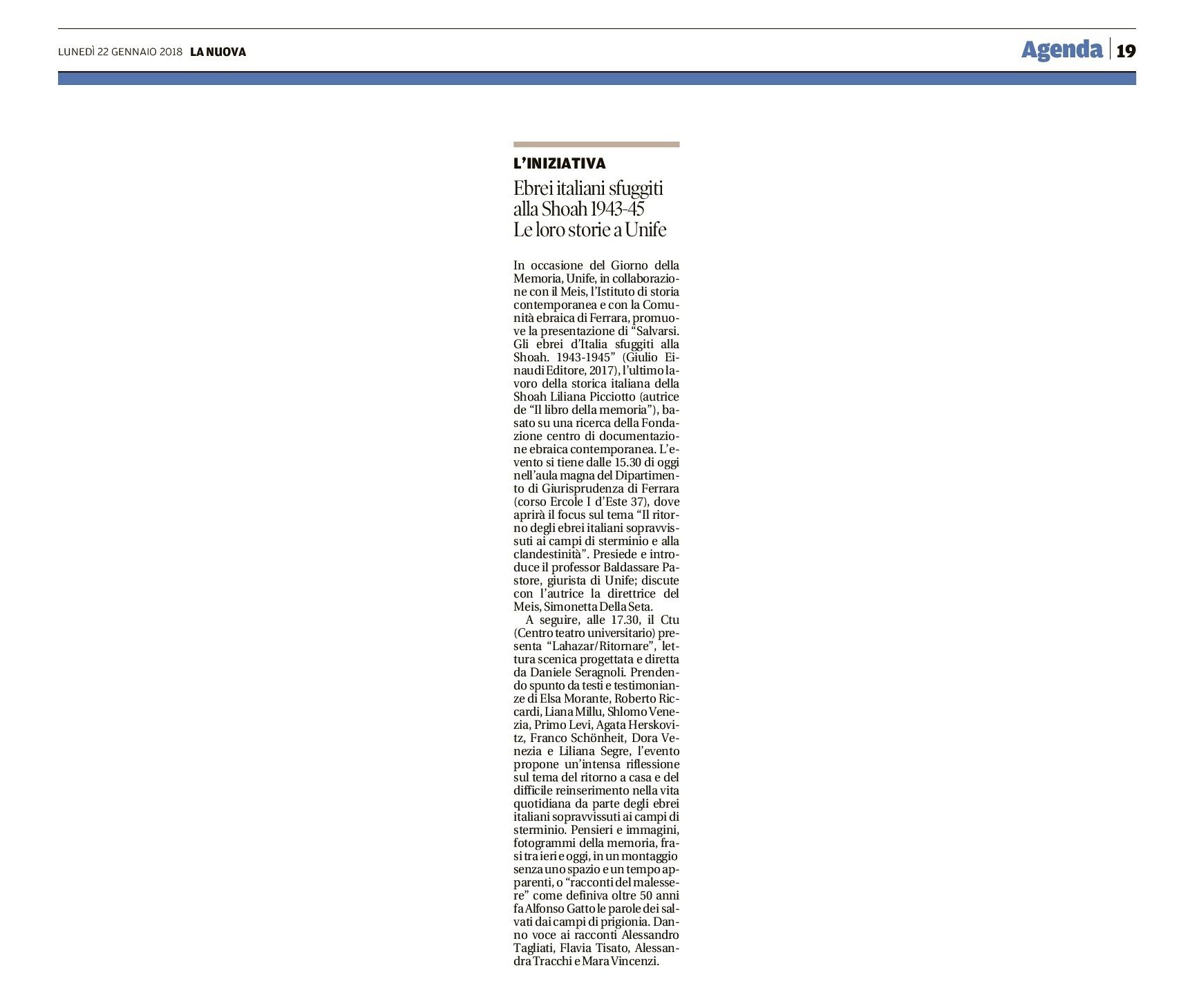 Ebrei italiani sfuggiti alla Shoah 1943-45. Le loro storie a Unife