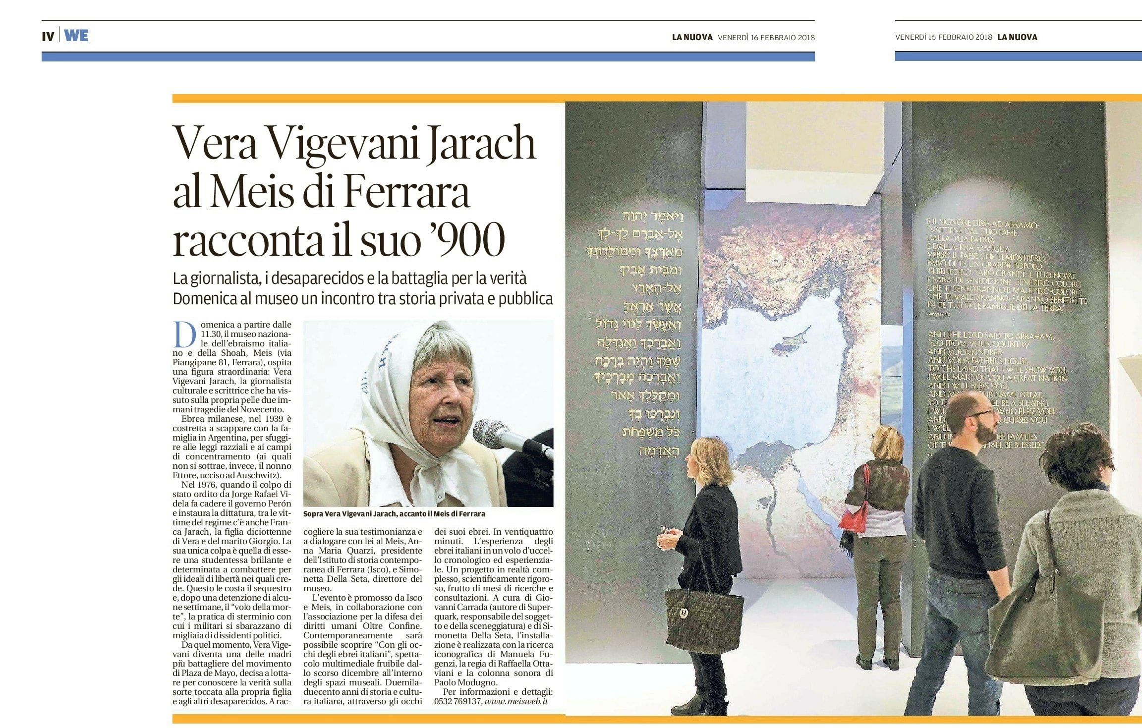 Vera Vigevani Jarach al Meis di Ferrara racconta il suo ’900