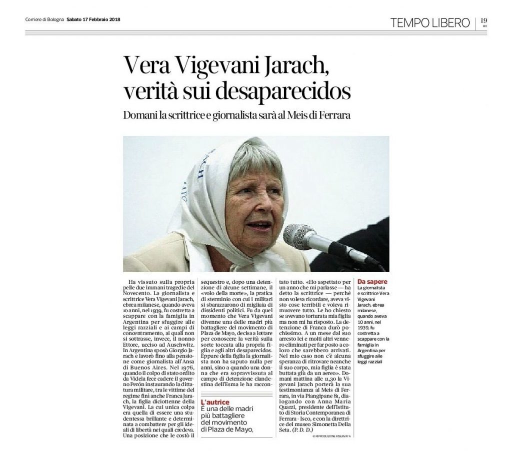 Vera Vigevani Jarach, verità sui desaparecidos - MEIS
