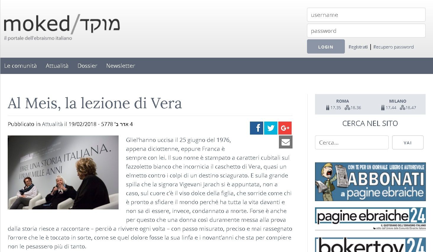 Al Meis, la lezione di Vera