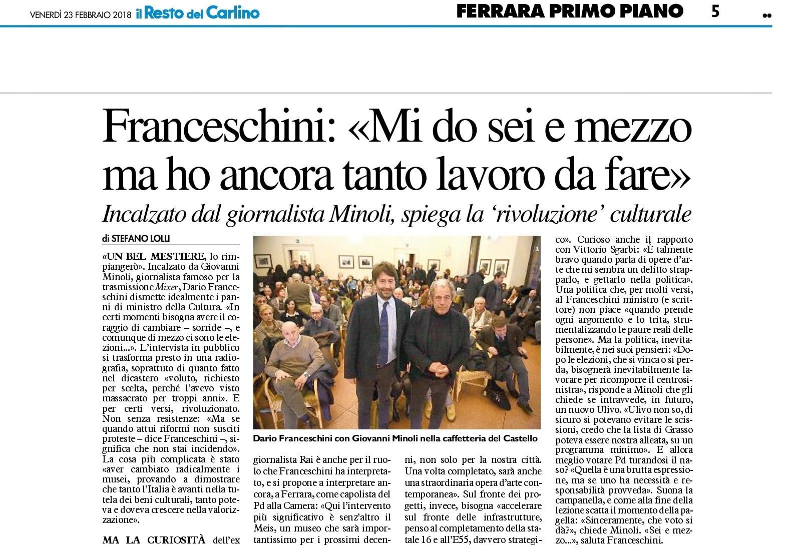 Franceschini: «Mi do sei e mezzo ma ho ancora tanto lavoro da fare»