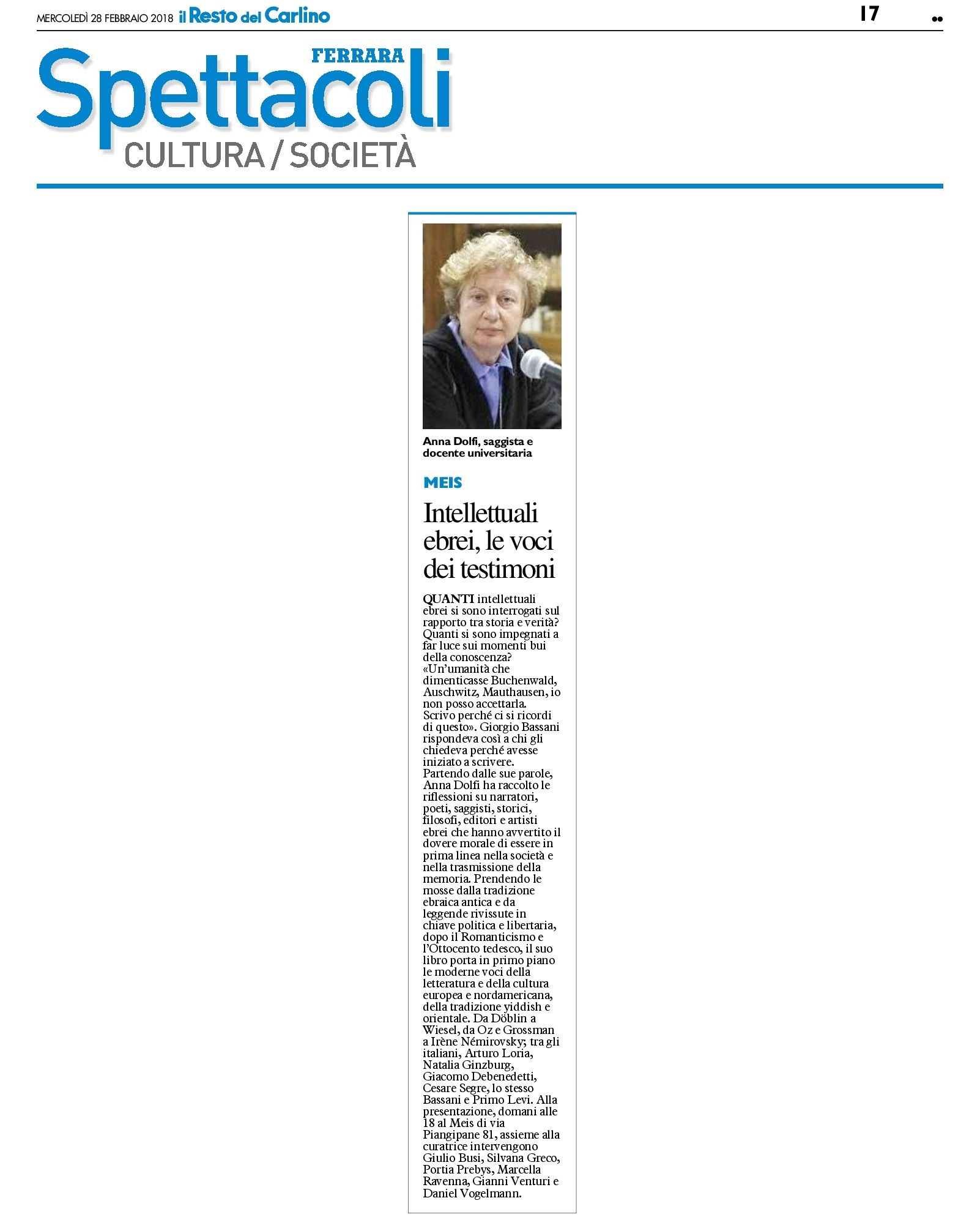 Intellettuali ebrei, le voci deitestimoni