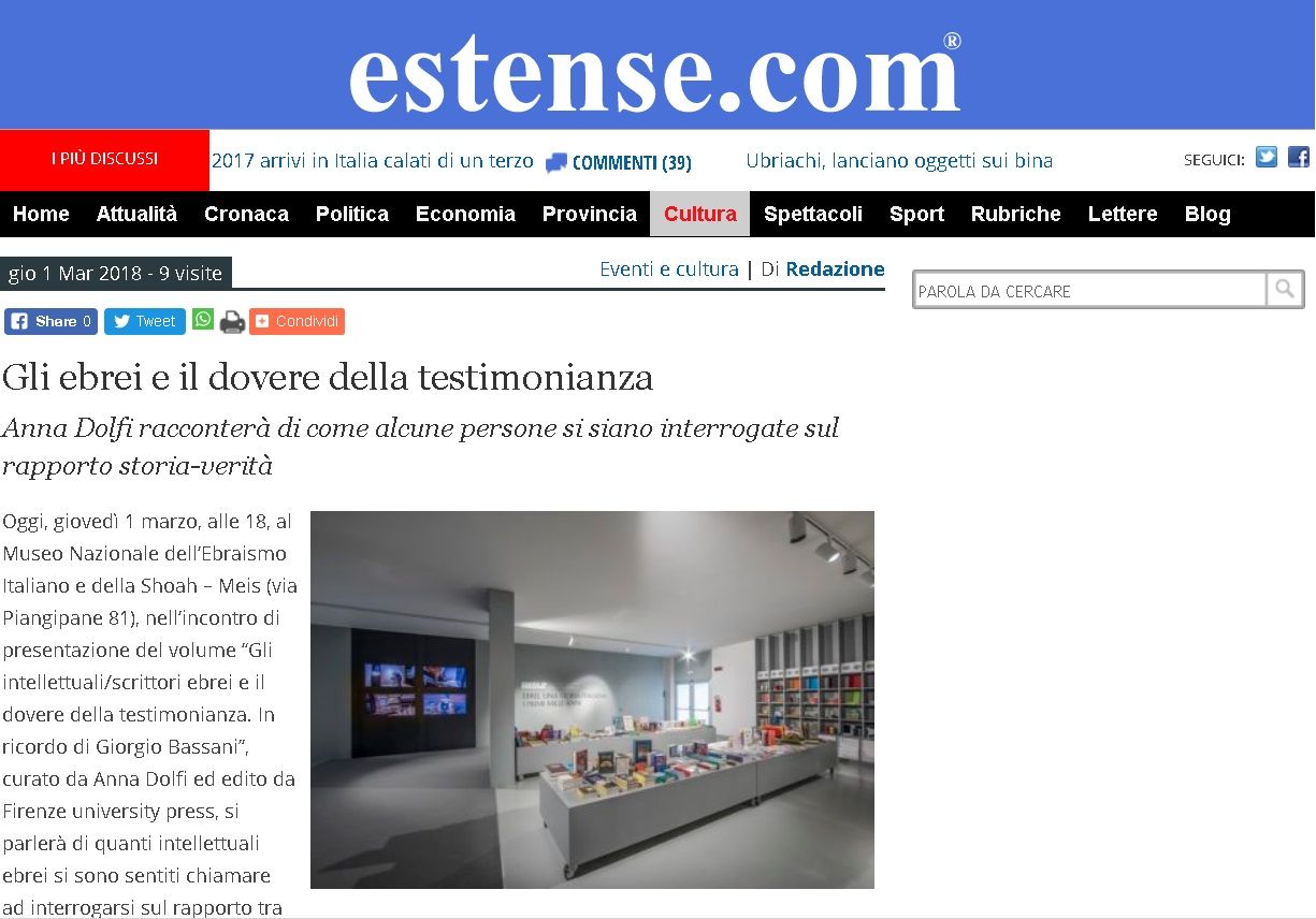 Gli ebrei e il dovere della testimonianza