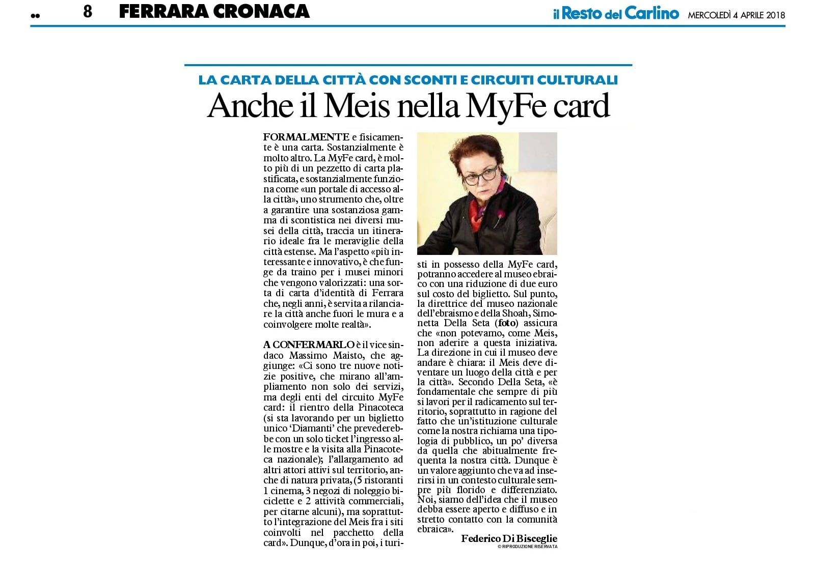 Anche il Meis nella MyFe card