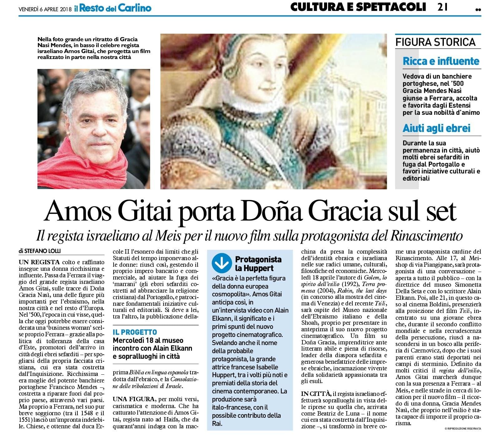 Amos Gitai porta Doña Gracia sul set
