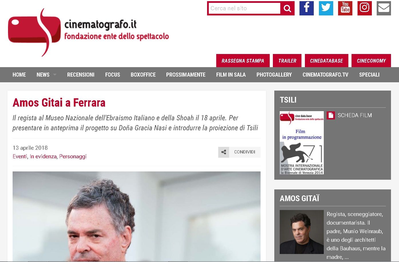 Amos Gitai a Ferrara
