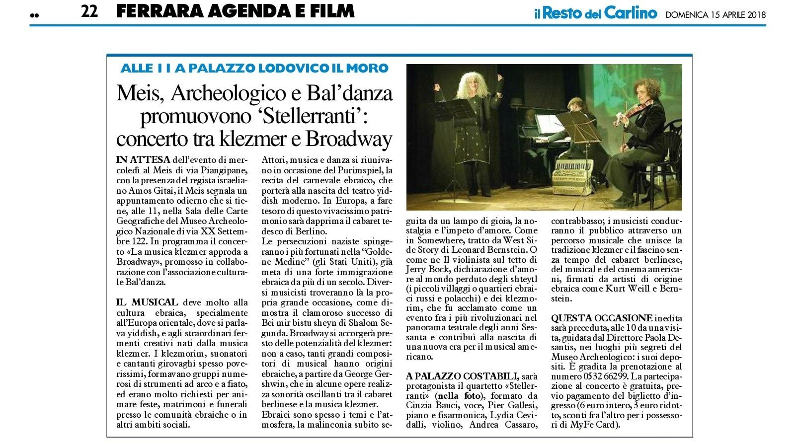 Meis, Archeologico e Bal’danza promuovono ‘Stellerranti’: concerto tra klezmer e Broadway