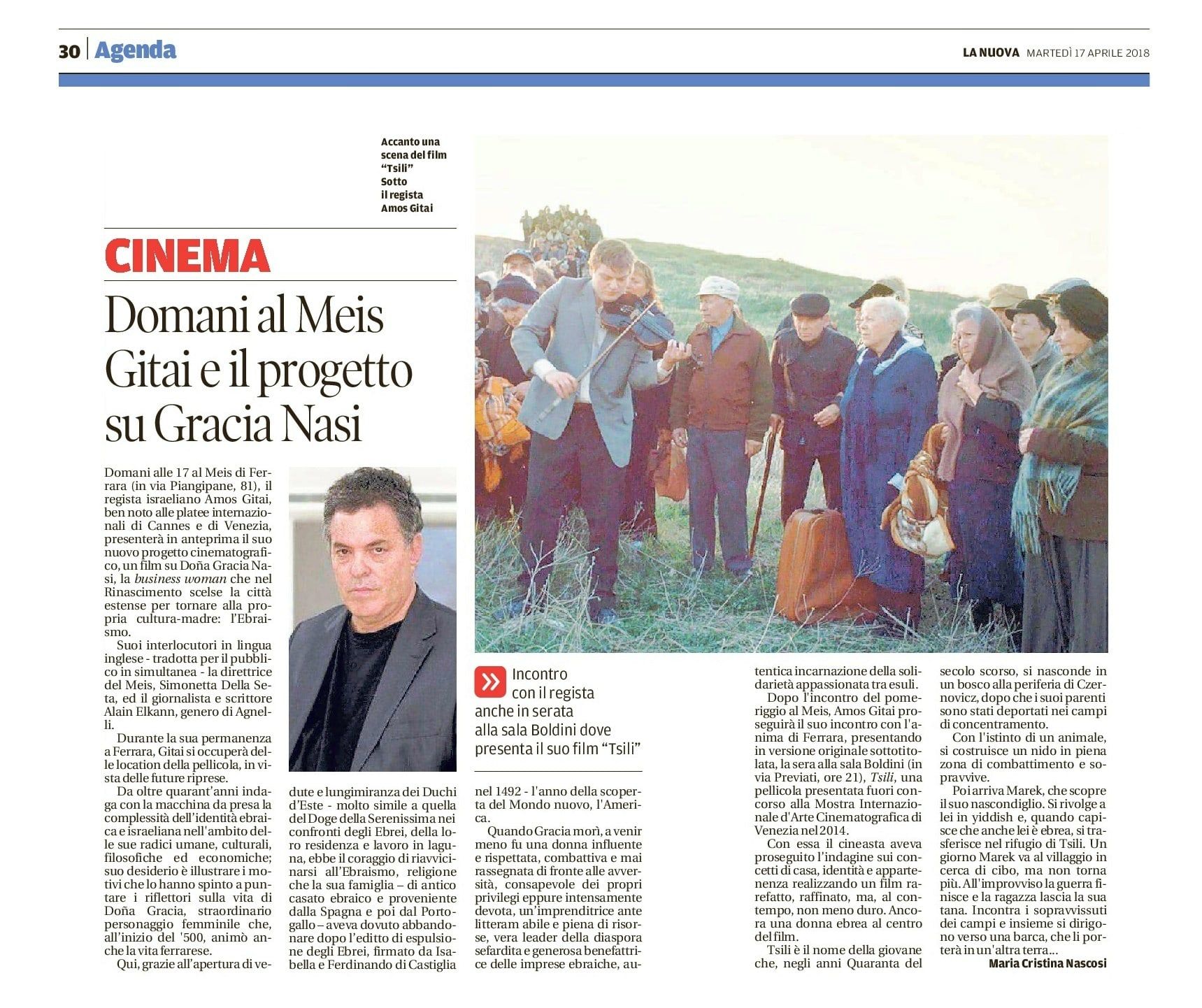 Domani al Meis Gitai e il progetto su Gracia Nasi