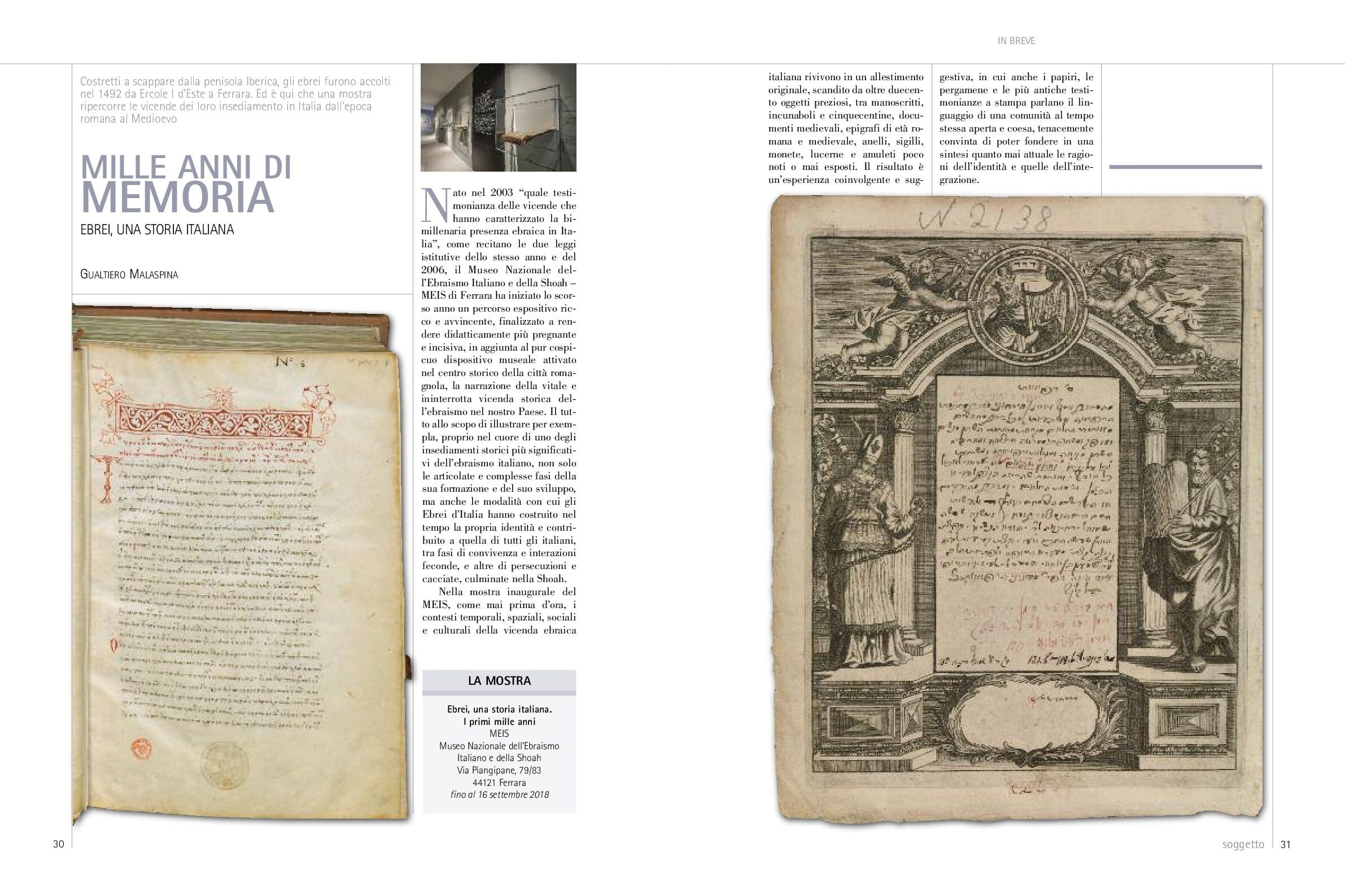 MILLE ANNI DI MEMORIA. EBREI, UNA STORIA ITALIANA