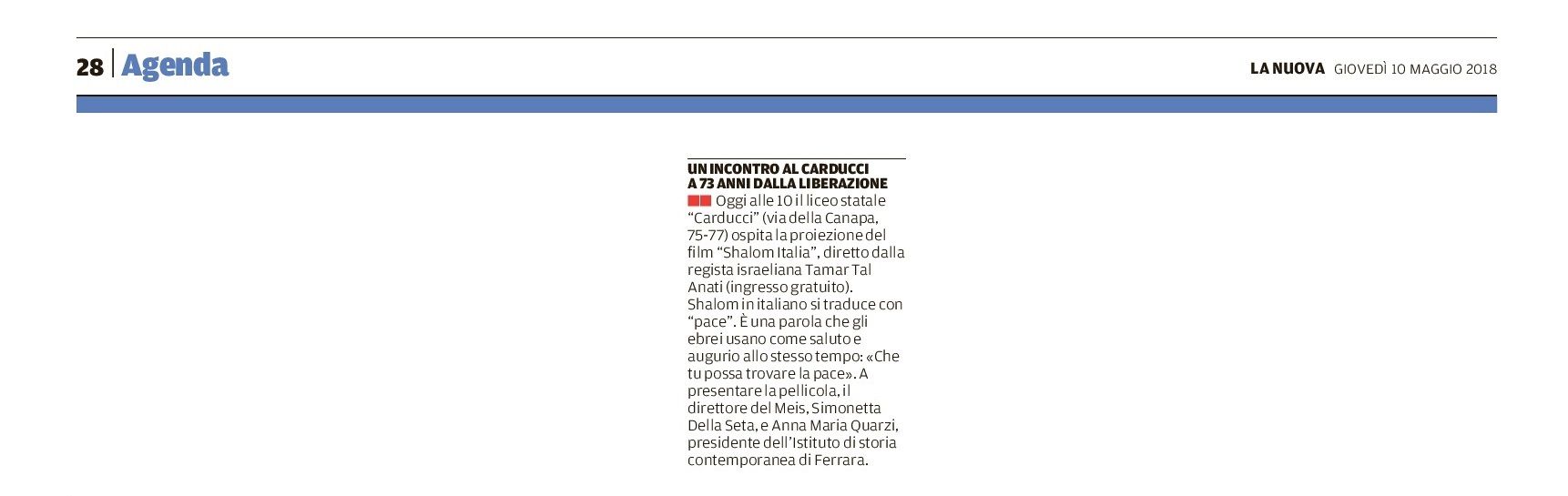 UN INCONTRO AL CARDUCCI A 73 ANNI DALLA LIBERAZIONE