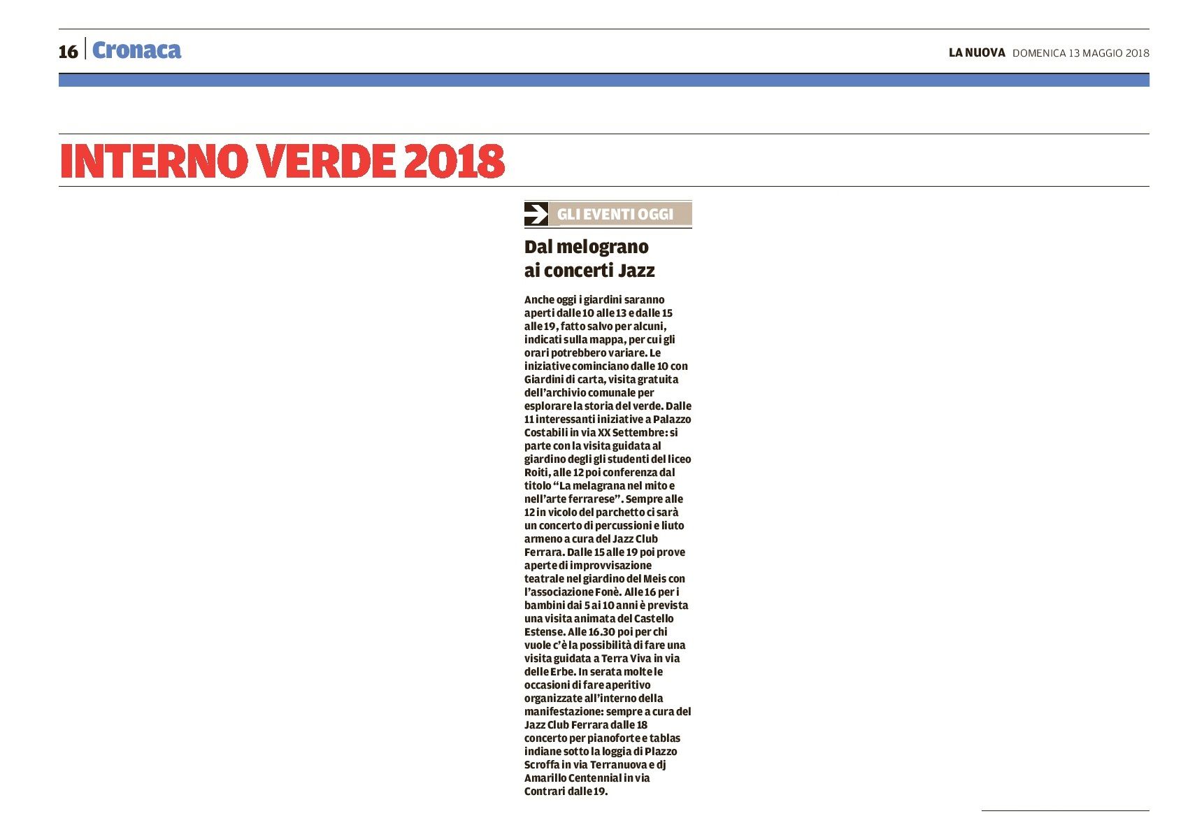 Dal melograno ai concerti Jazz