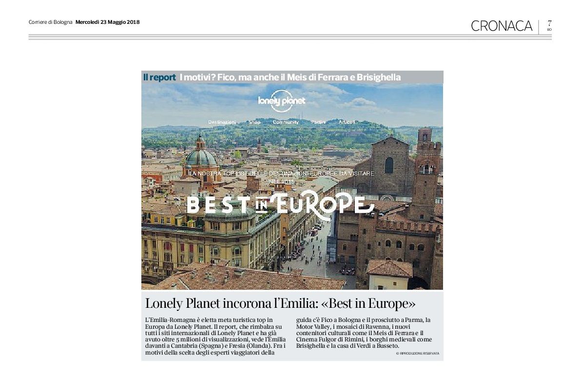 Lonely Planet incorona l’Emilia: «Best in Europe»