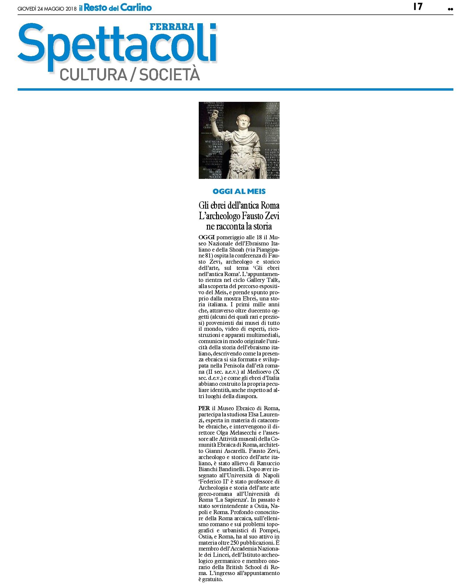 Gli ebrei dell’antica Roma. L’archeologo Fausto Zevi ne racconta la storia