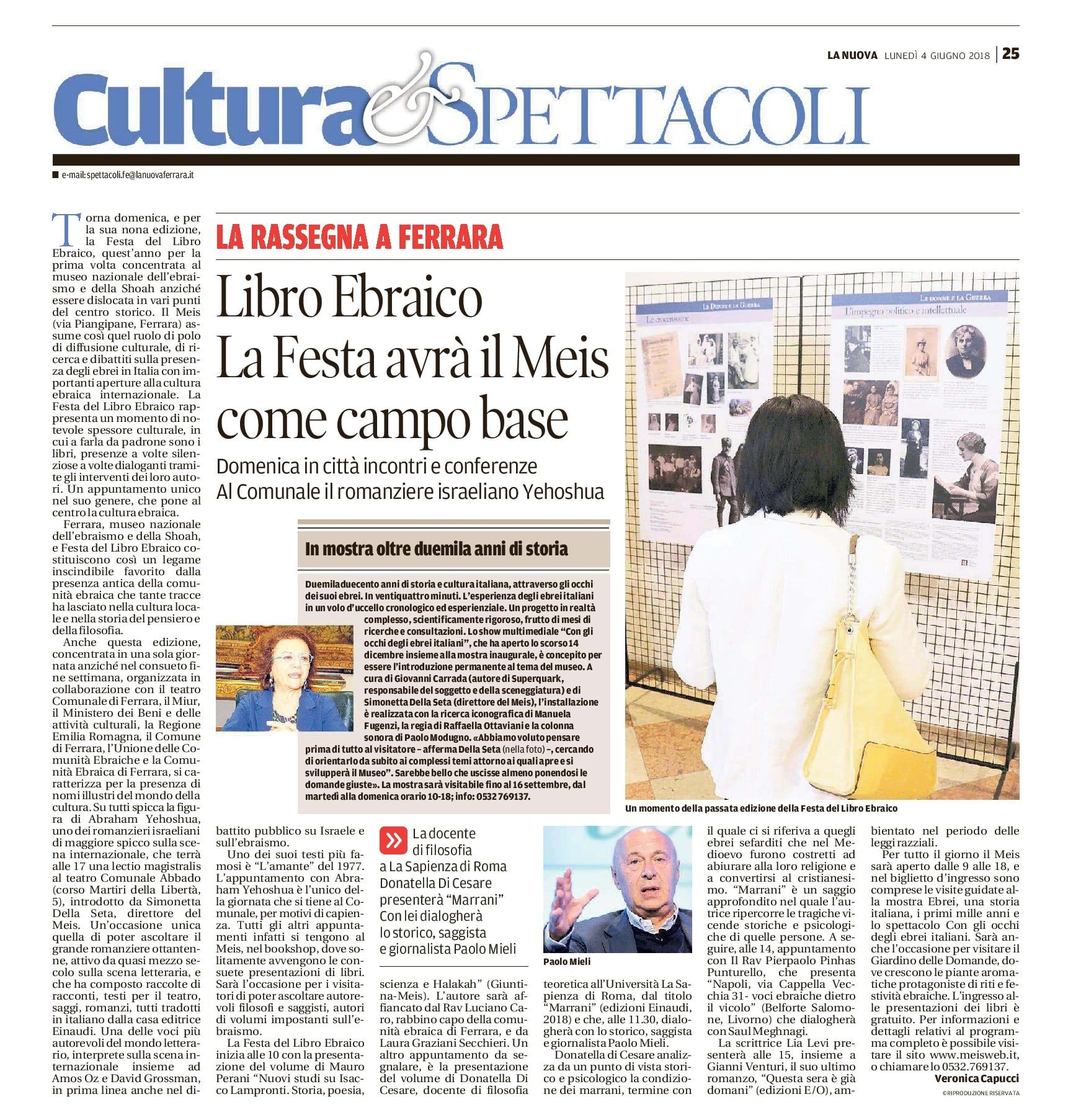 Libro Ebraico. La Festa avrà il Meis come campo base