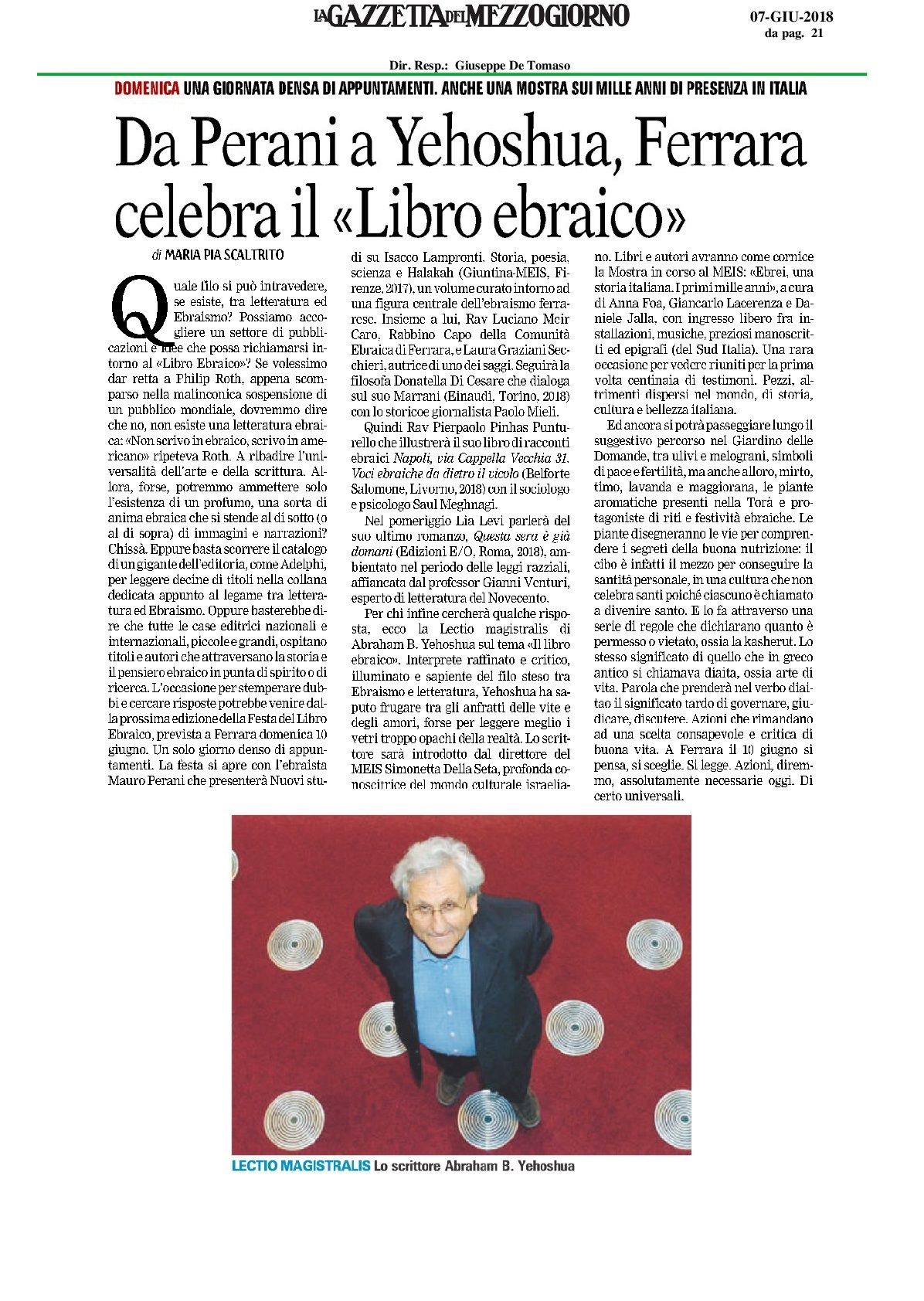 Da Perani a Yehoshua, Ferrara celebra il «Libro ebraico»