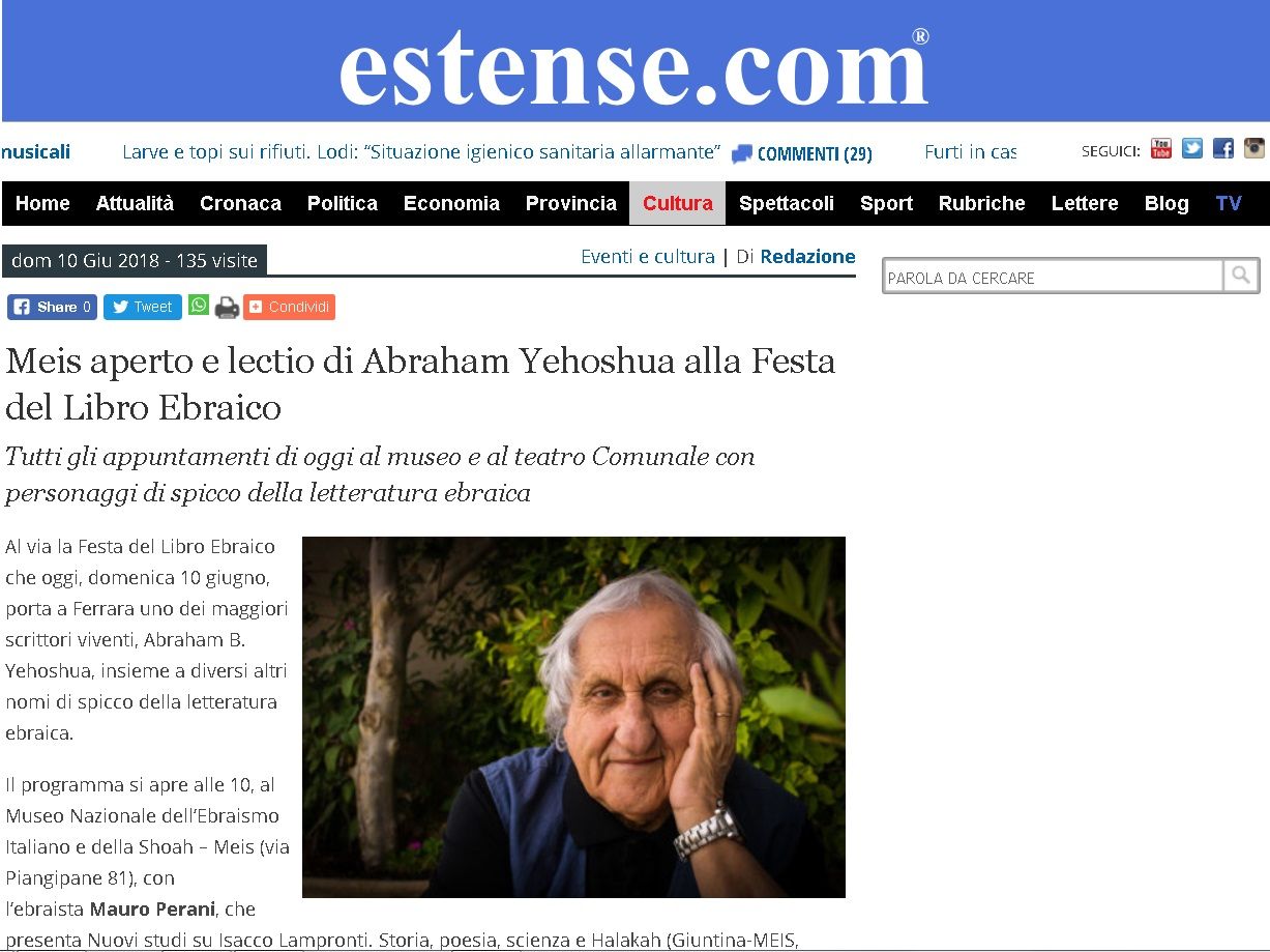 Meis aperto e lectio di Abraham Yehoshua alla Festa del Libro Ebraico
