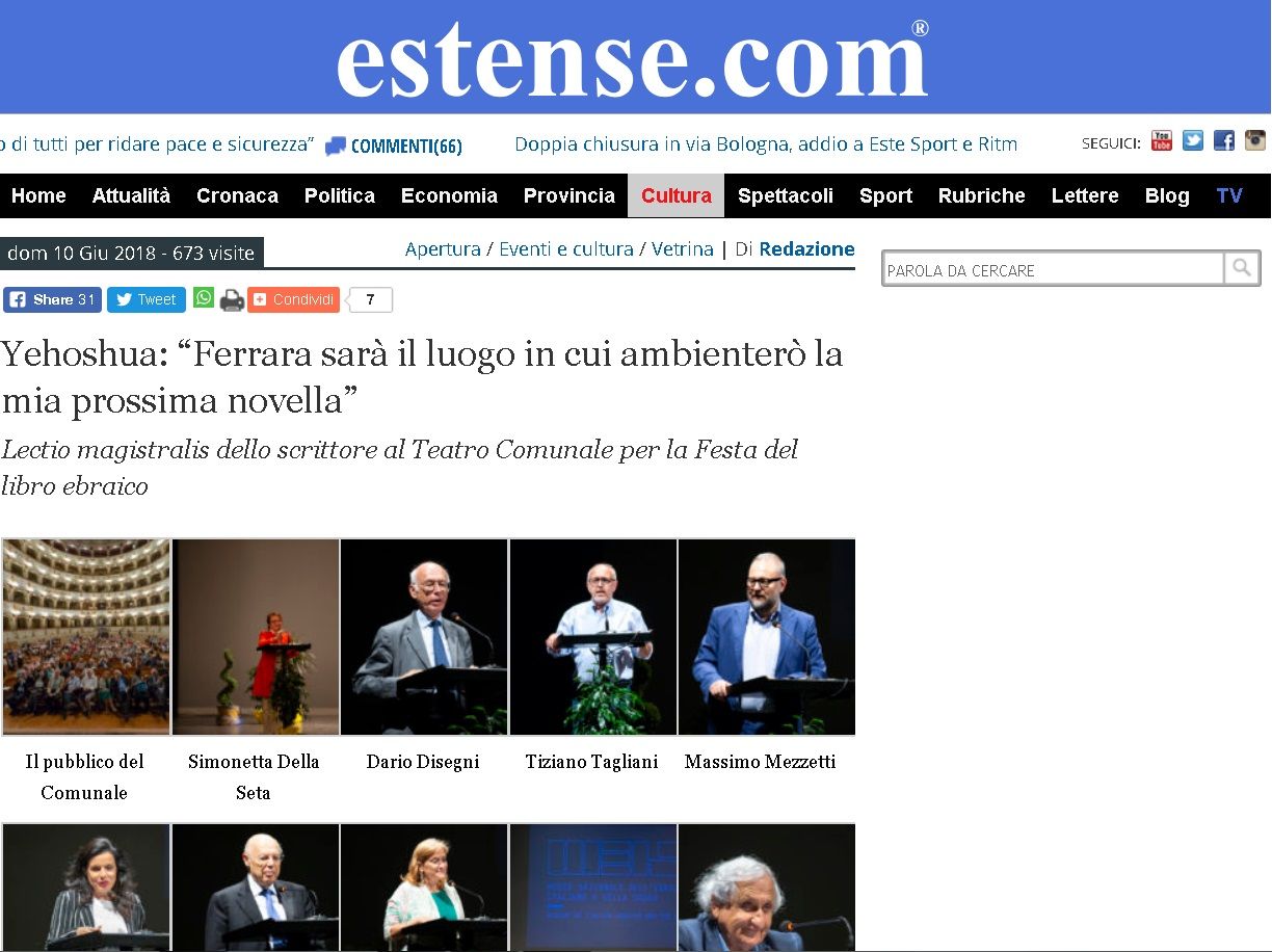 Yehoshua: “Ferrara sarà il luogo in cui ambienterò la mia prossima novella”