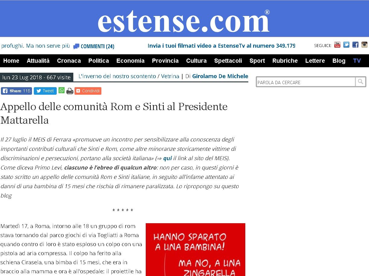 Appello delle comunità Rom e Sinti al Presidente Mattarella