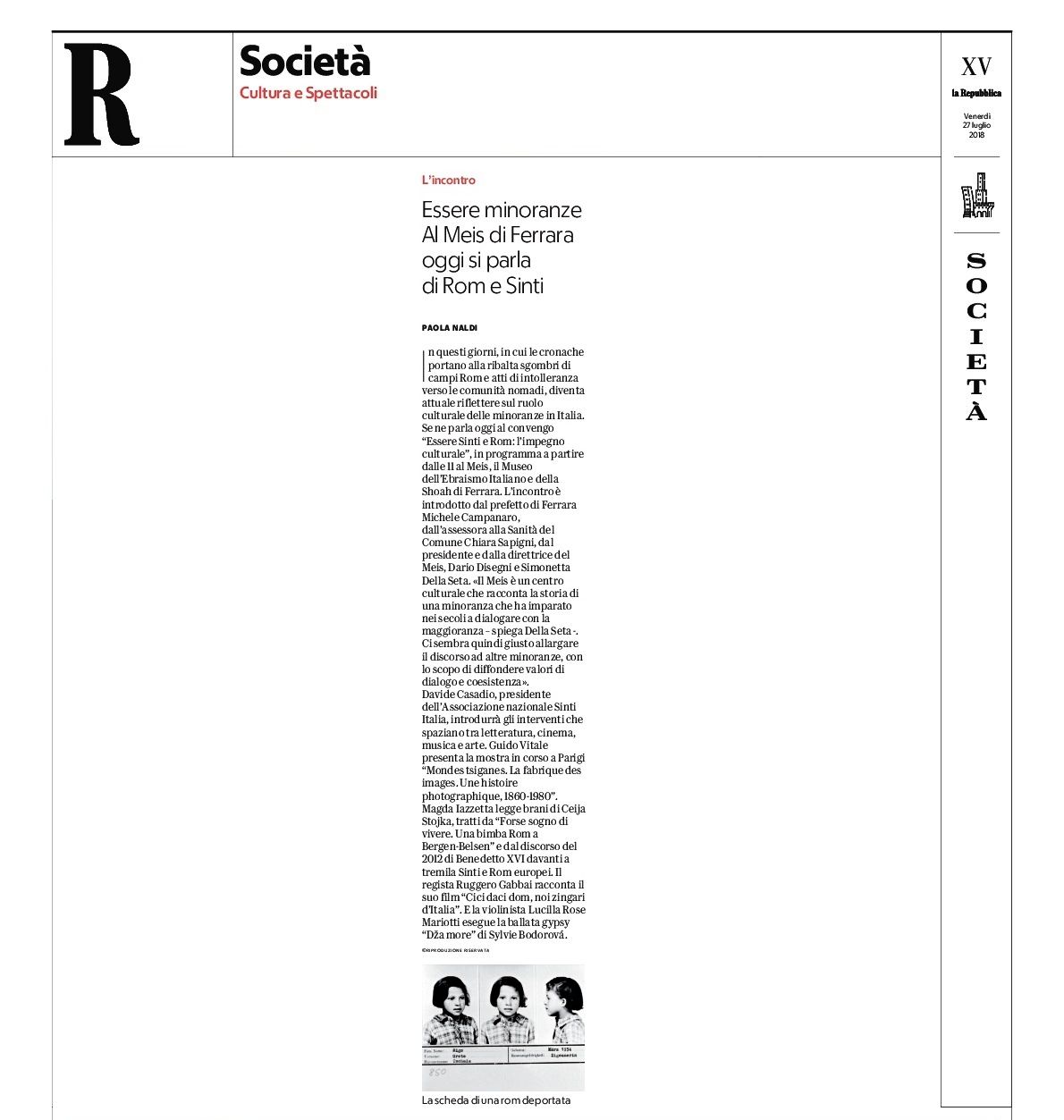 Essere minoranze. Al Meis di Ferrara oggi si parla di Rom e Sinti