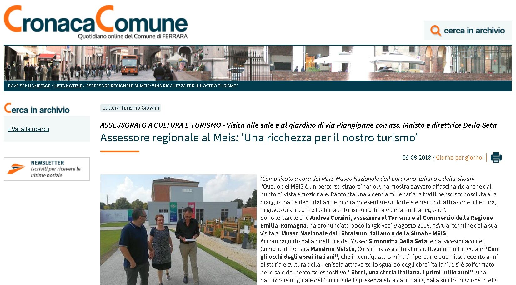 Assessore regionale al Meis: ‘Una ricchezza per il nostro turismo’