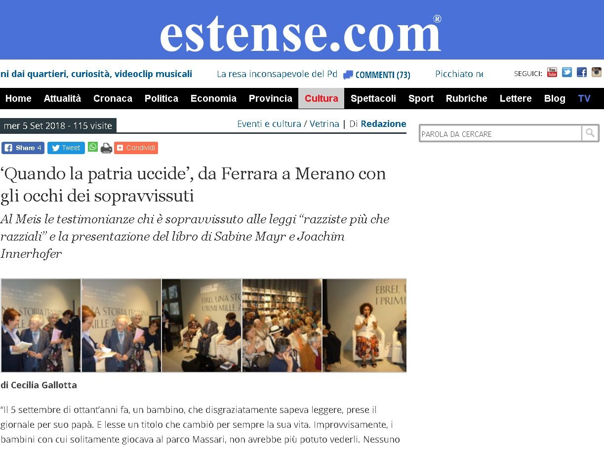 ‘Quando la patria uccide’, da Ferrara a Merano con gli occhi dei sopravvissuti