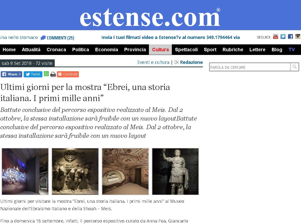Ultimi giorni per la mostra “Ebrei, una storia italiana. I primi mille anni”