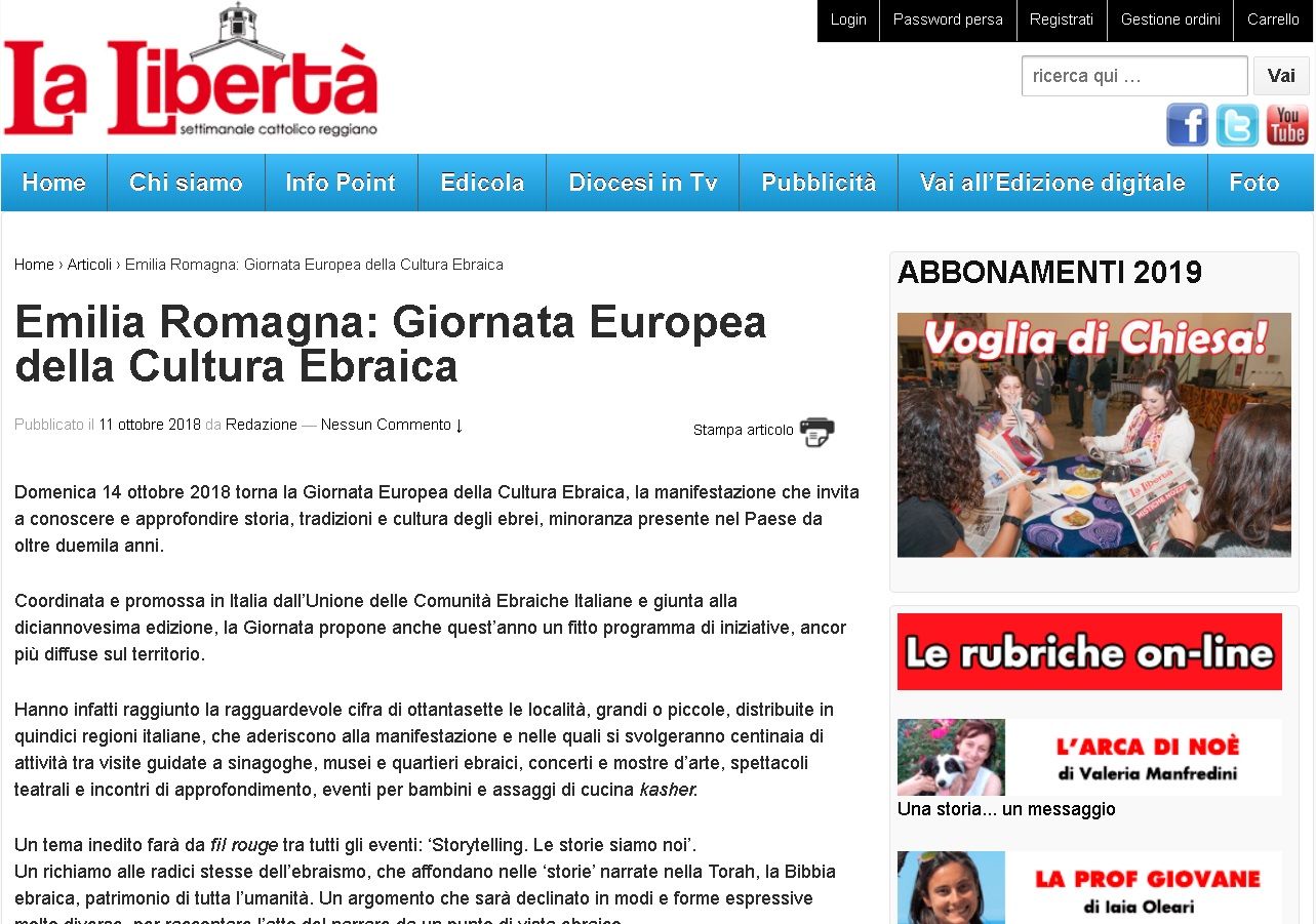 Emilia Romagna: Giornata Europea della Cultura Ebraica