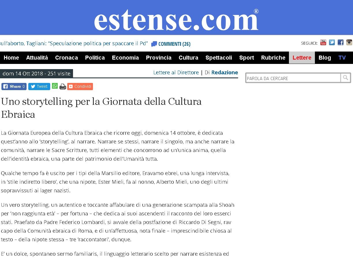 Uno storytelling per la Giornata della Cultura Ebraica