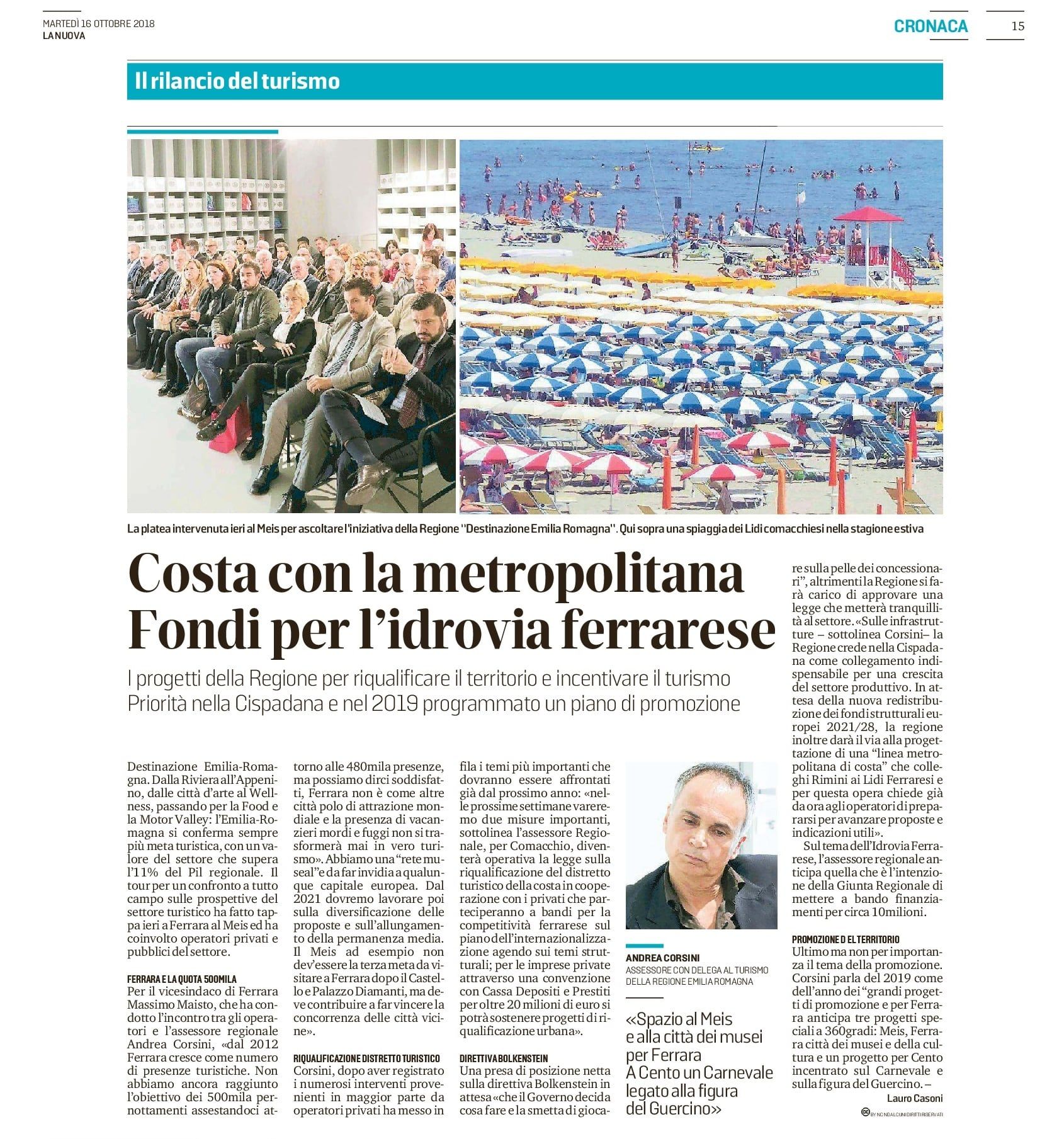 Costa con la metropolitana. Fondi per l’idrovia ferrarese