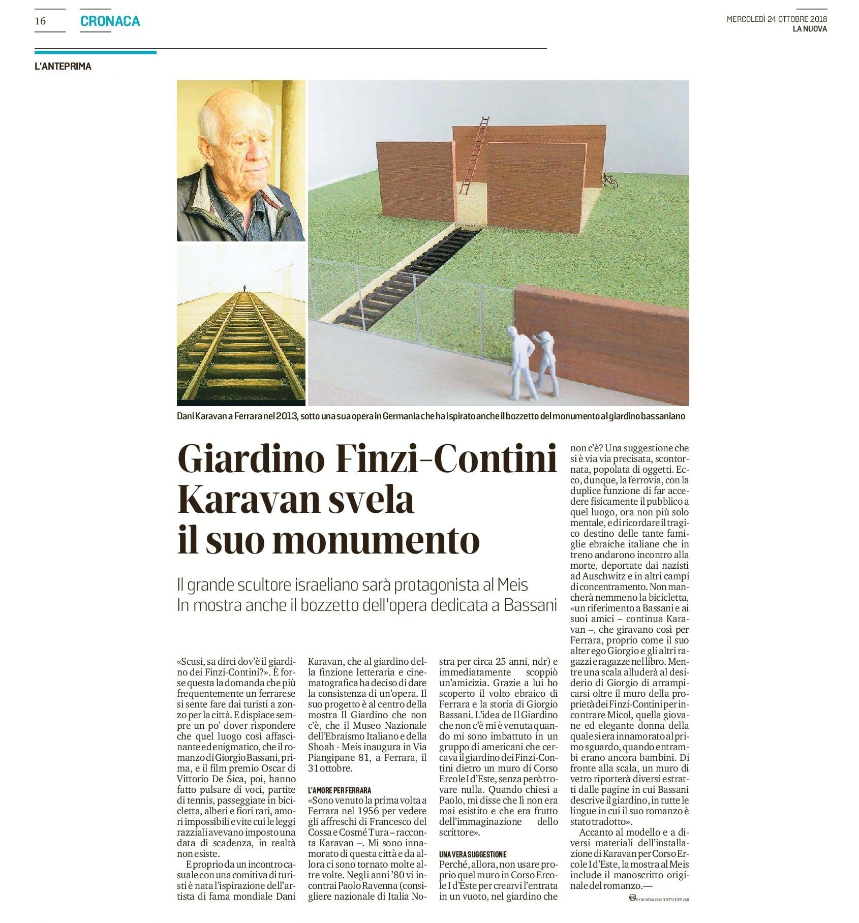 Giardino Finzi-Contini. Karavan svela il suo monumento