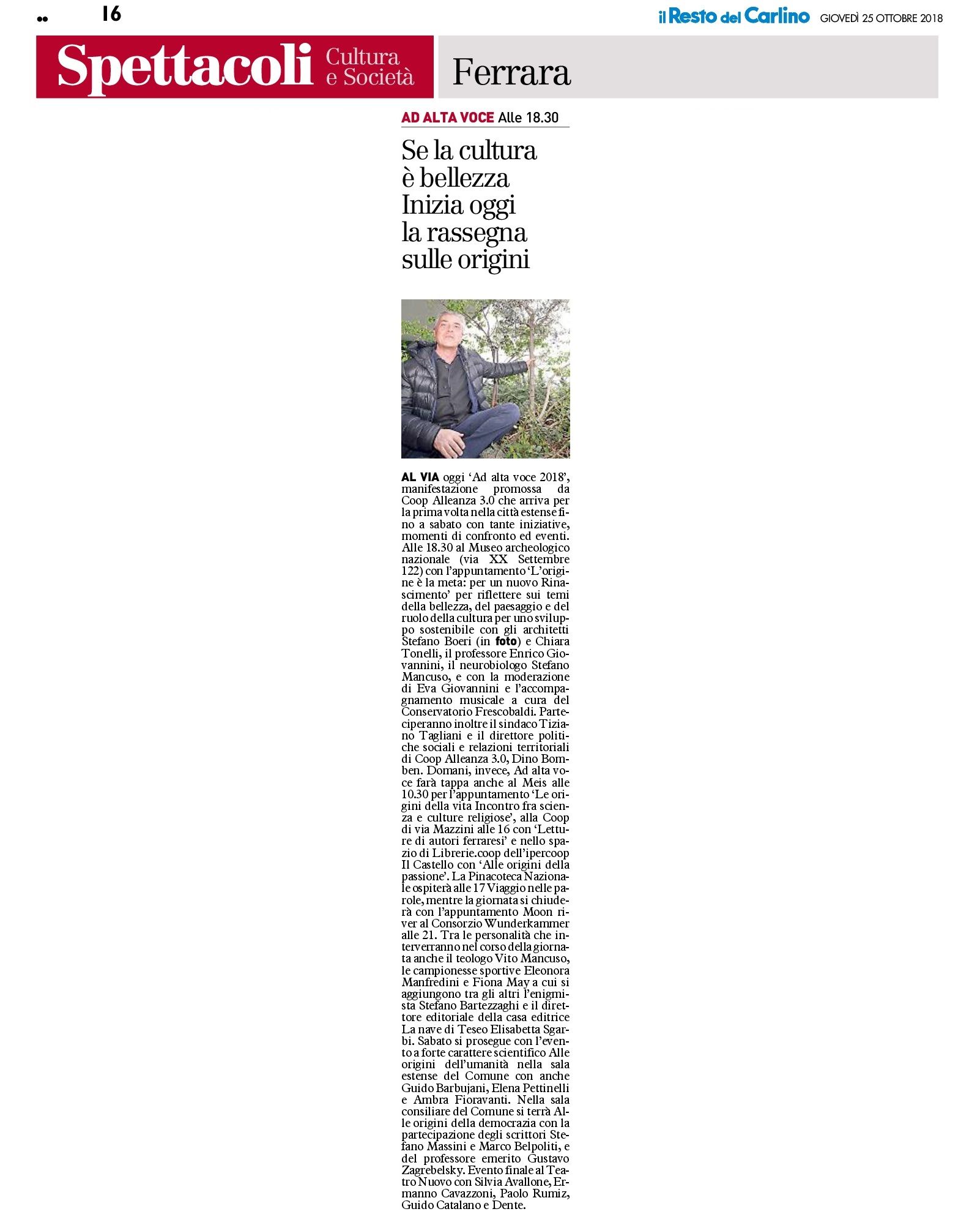 Se la cultura è bellezza. Inizia oggi la rassegna sulle origini