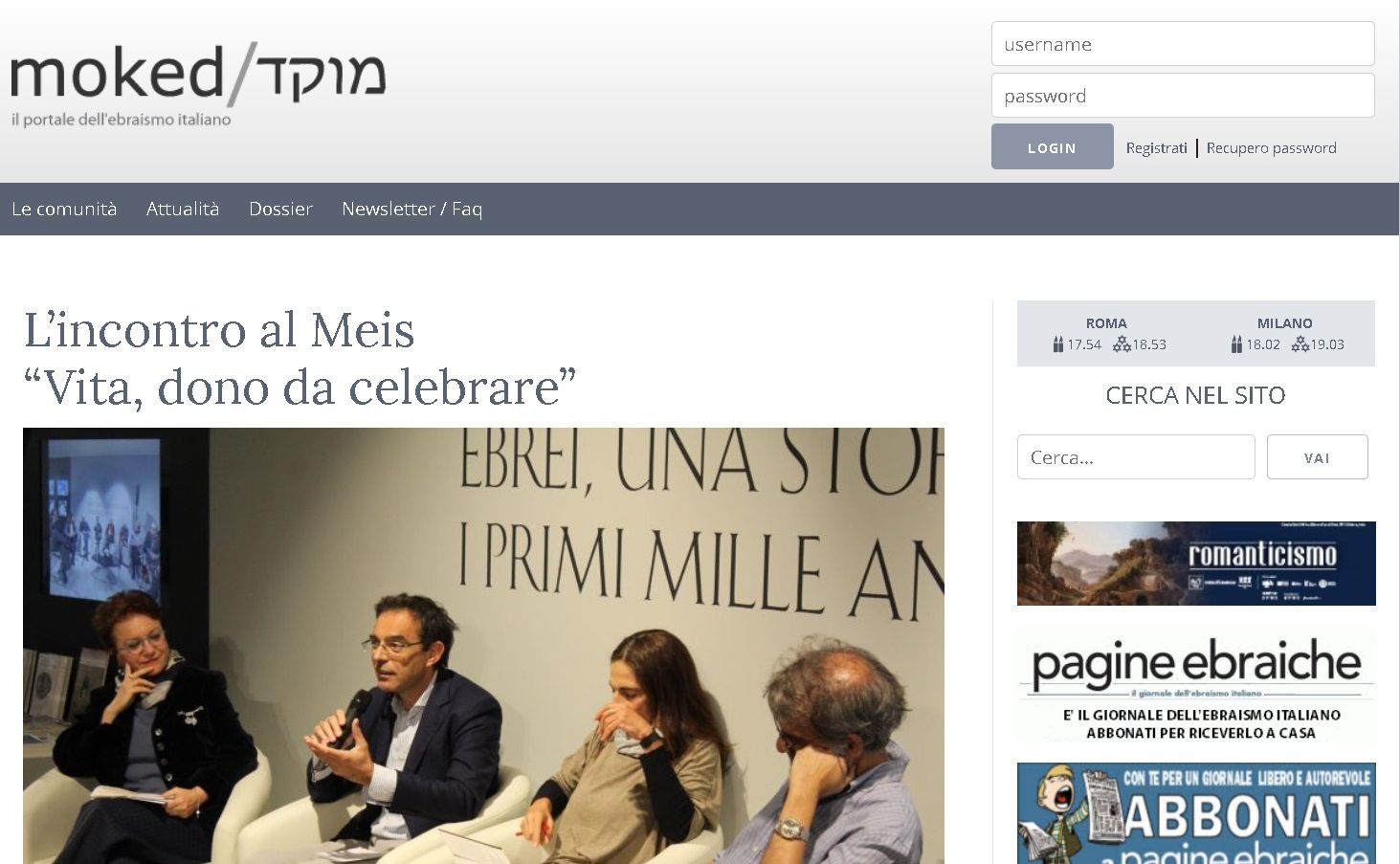 L’incontro al Meis: “Vita, dono da celebrare”