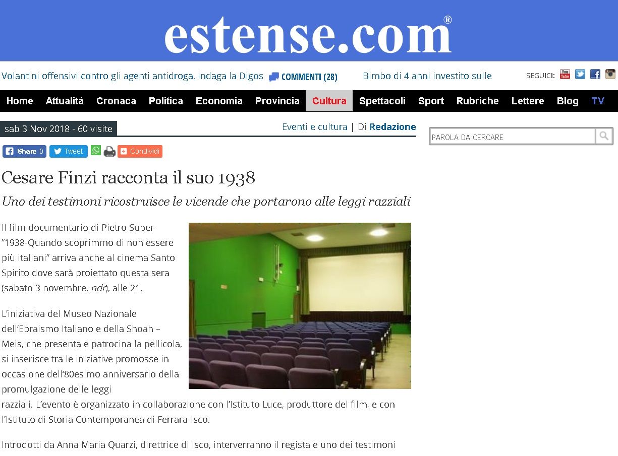 Cesare Finzi racconta il suo 1938