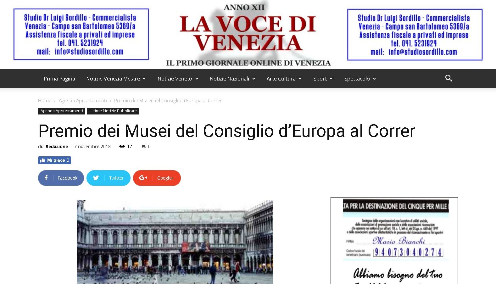 Premio dei Musei del Consiglio d’Europa al Correr
