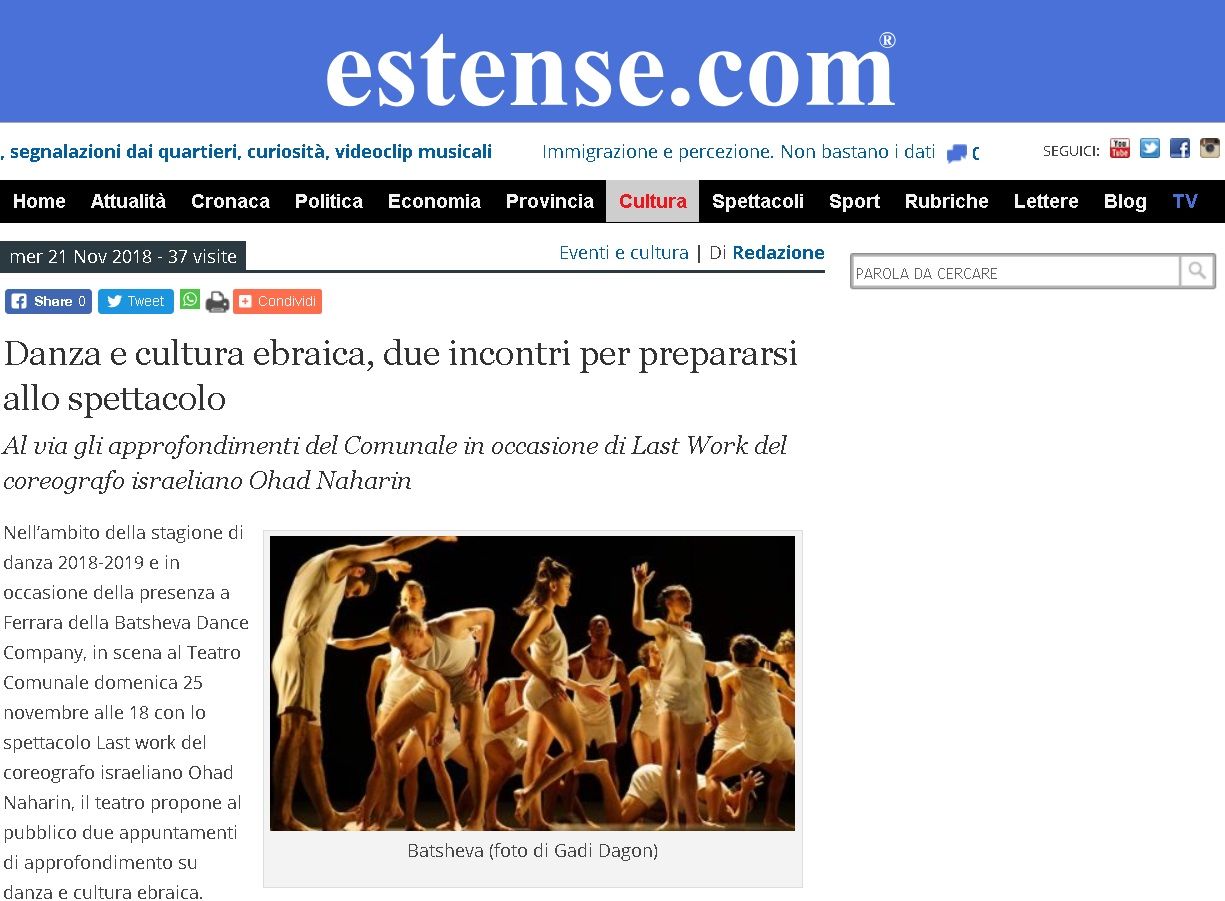 Danza e cultura ebraica, due incontri per prepararsi allo spettacolo