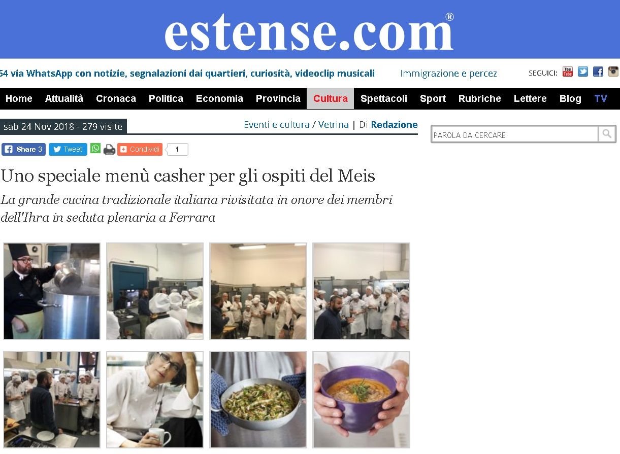 Uno speciale menù casher per gli ospiti del Meis