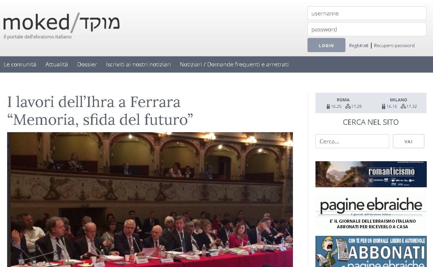 I lavori dell’Ihra a Ferrara. “Memoria, sfida del futuro”