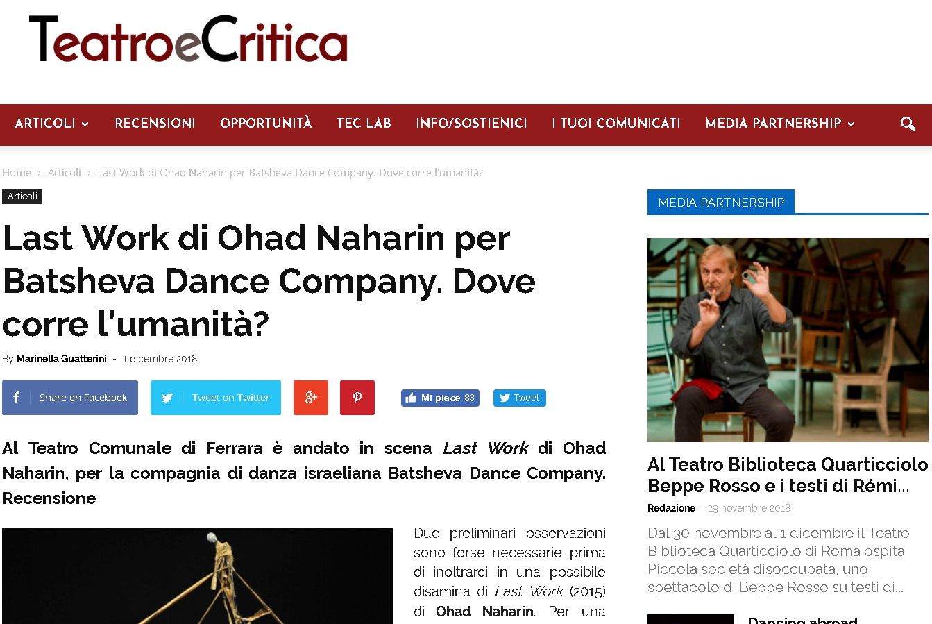 Last Work di Ohad Naharin per Batsheva Dance Company. Dove corre l’umanità?