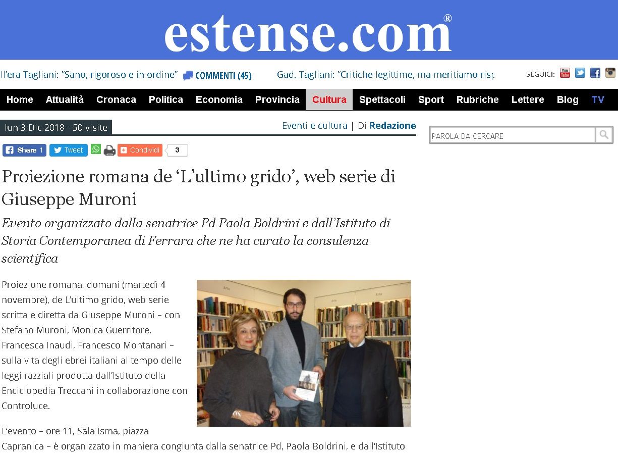 Proiezione romana de ‘L’ultimo grido’, web serie di Giuseppe Muroni