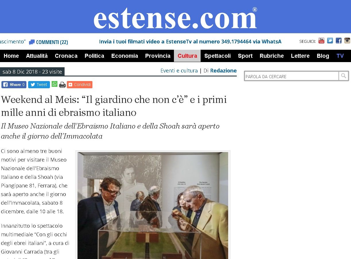 Weekend al Meis: “Il giardino che non c’è” e i primi mille anni di ebraismo italiano