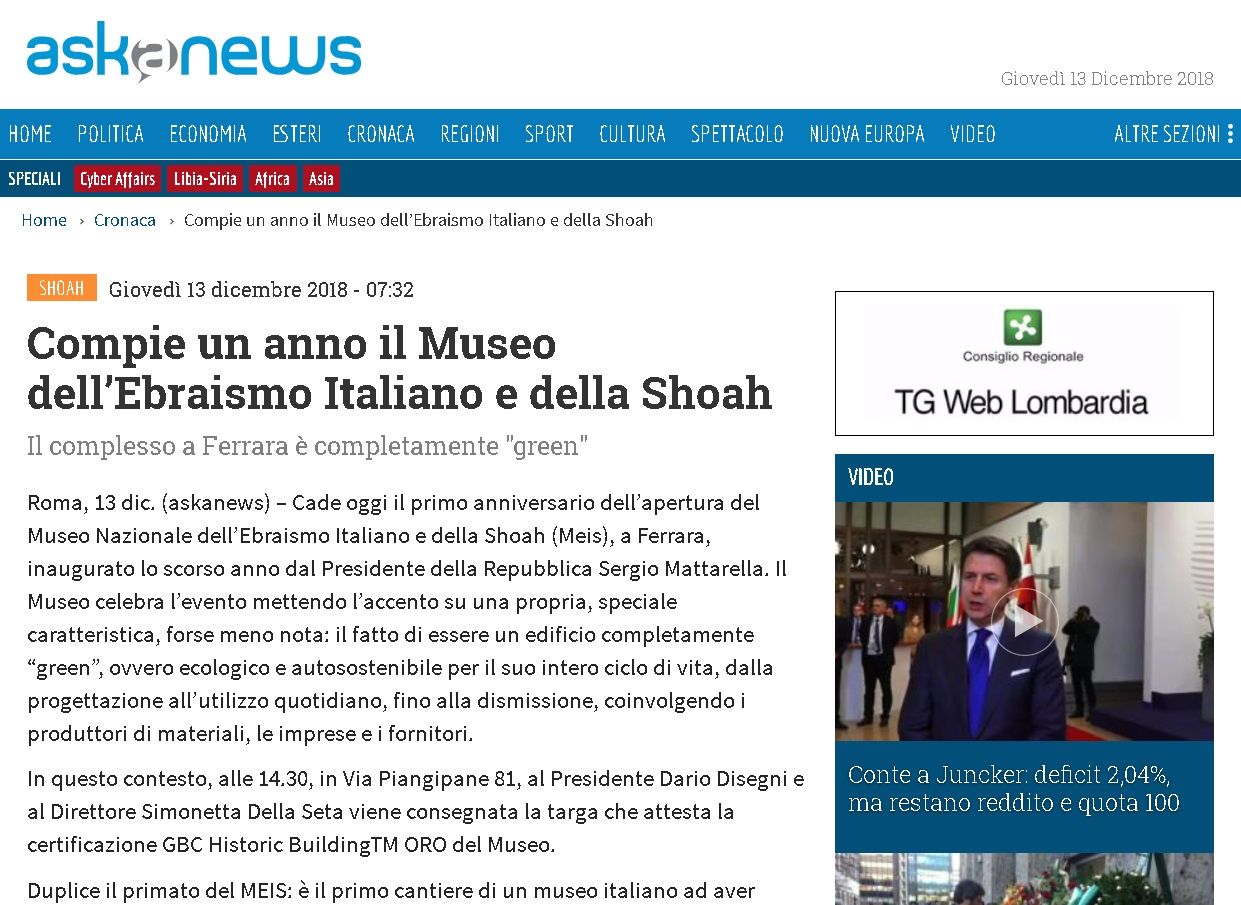 Compie un anno il Museo dell’Ebraismo Italiano e della Shoah