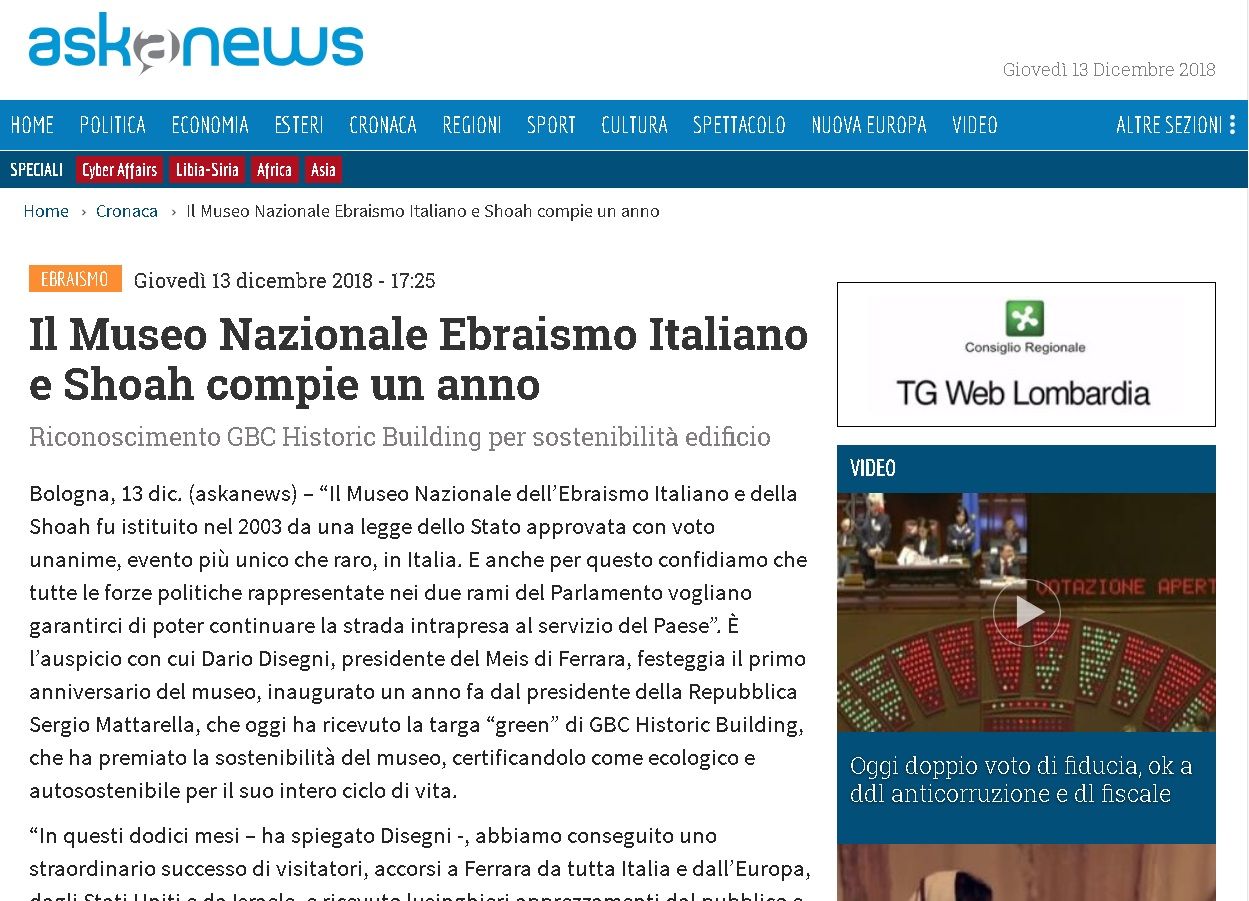 Il Museo Nazionale Ebraismo Italiano e Shoah compie un anno