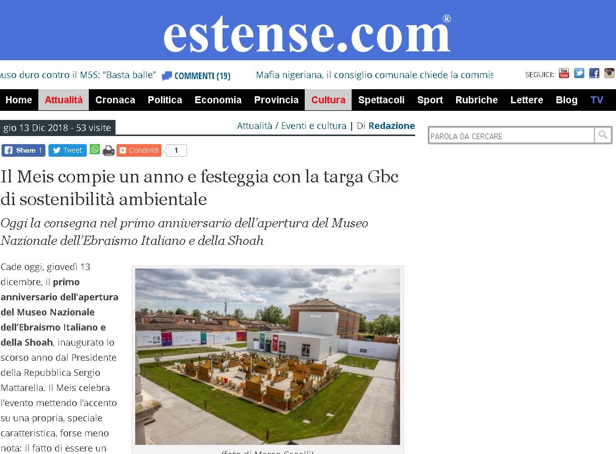 Il Meis compie un anno e festeggia con la targa Gbc di sostenibilità ambientale