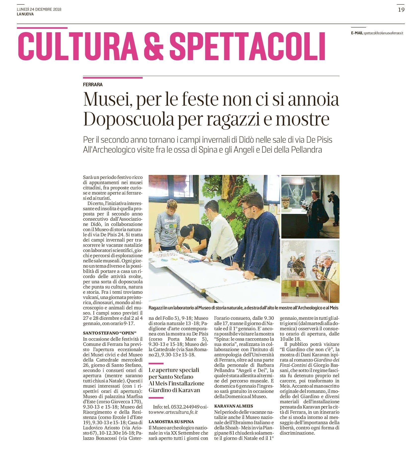 Musei, per le feste non ci si annoia. Doposcuola per ragazzi e mostre