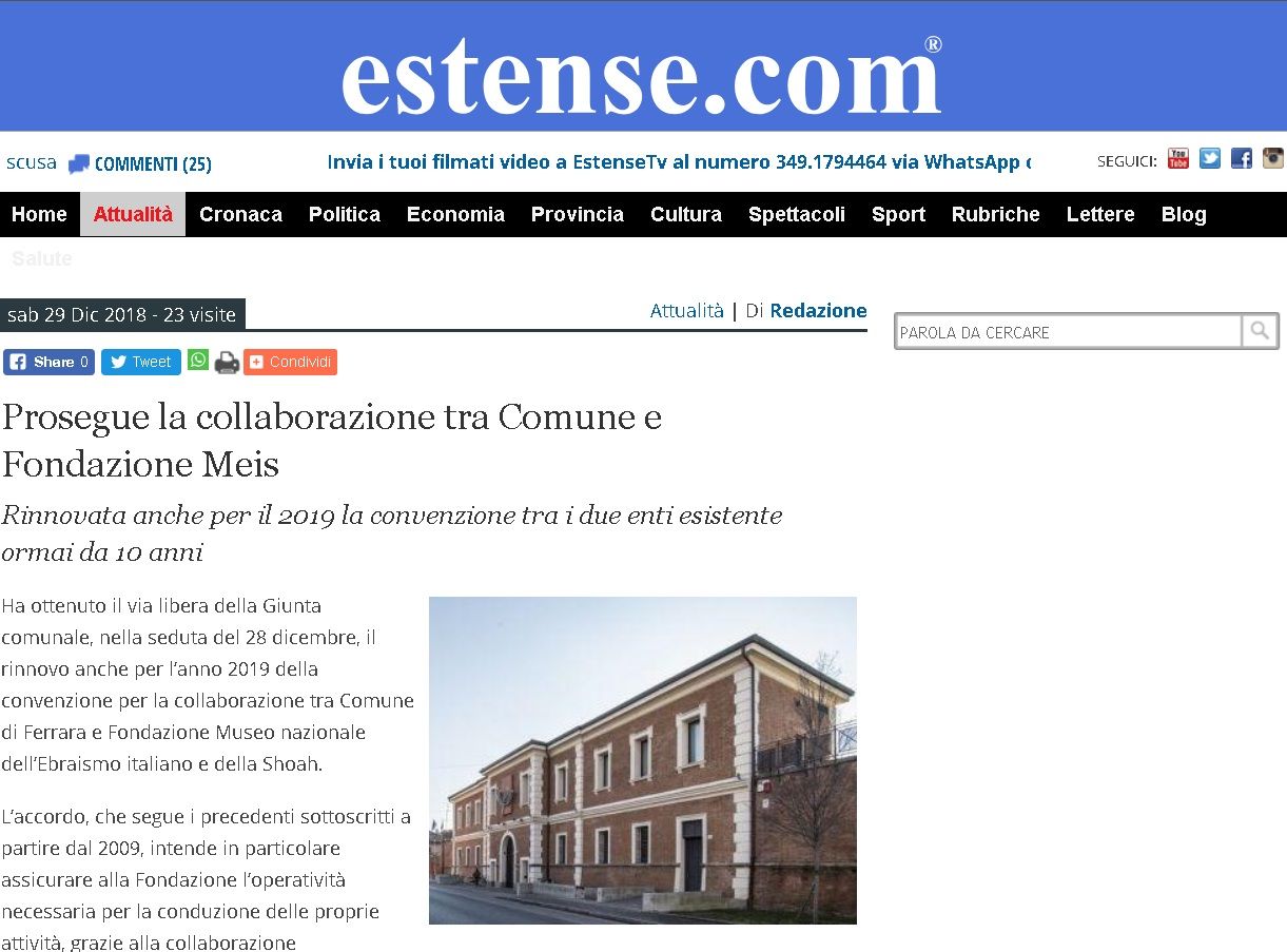 Prosegue la collaborazione tra Comune e Fondazione Meis