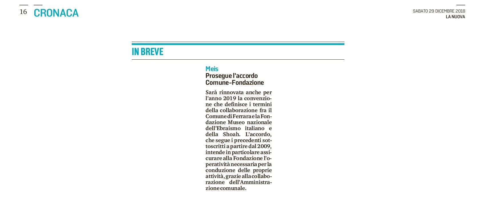 Prosegue l’accordo Comune-Fondazione