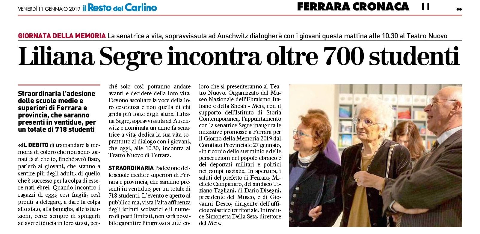 Liliana Segre incontra oltre 700 studenti