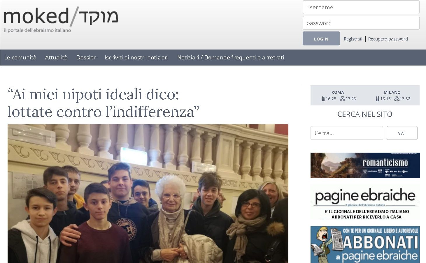 “Ai miei nipoti ideali dico: lottate contro l’indifferenza”